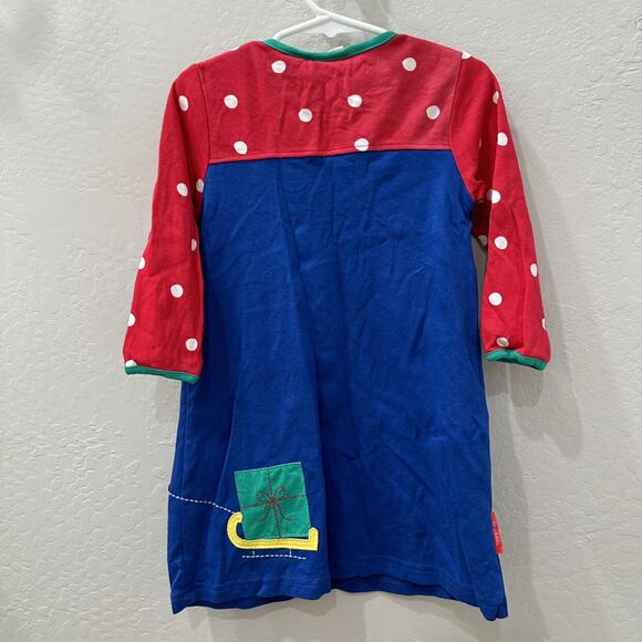 Toby Tiger Blue Christmas Tree Penguin Appliqué Long Sleeve Dress - Picture 8 of 8